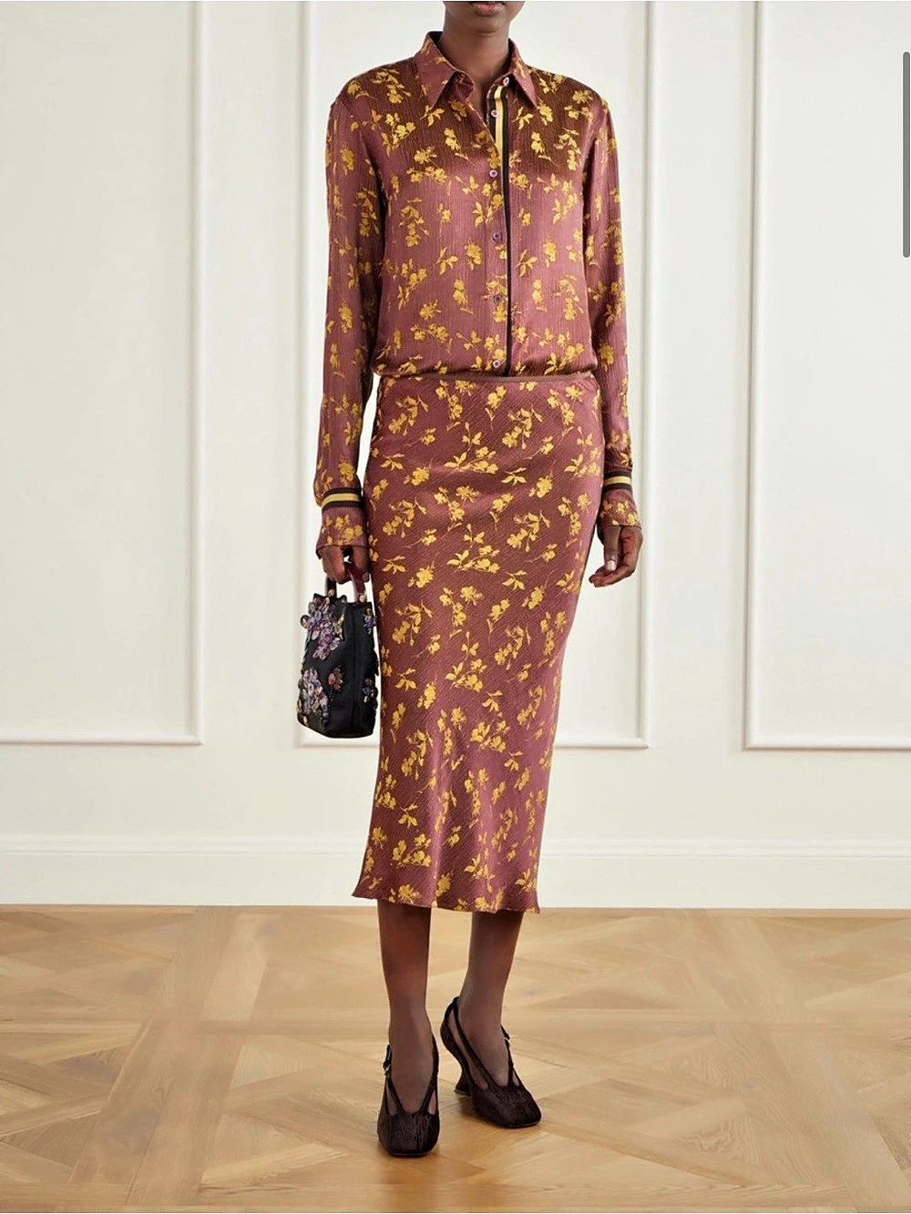 Dries Van Noten NWT Chloris Floral Jacquard Long Sleeve Shirt Floral Button Down